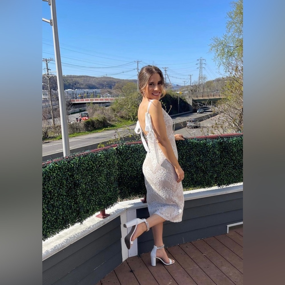 Lulus White Lace Tie-Strap Midi Dress